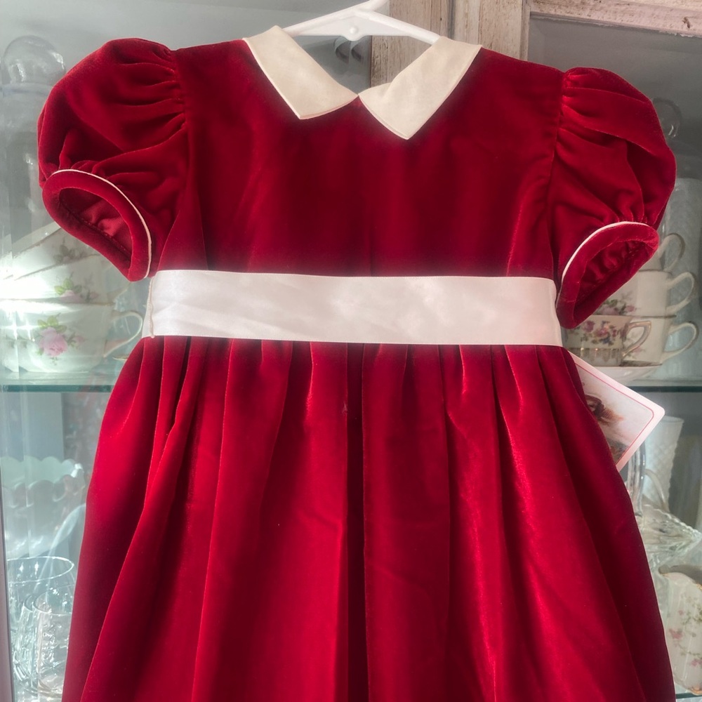 Little Girls beautiful red velvet dress